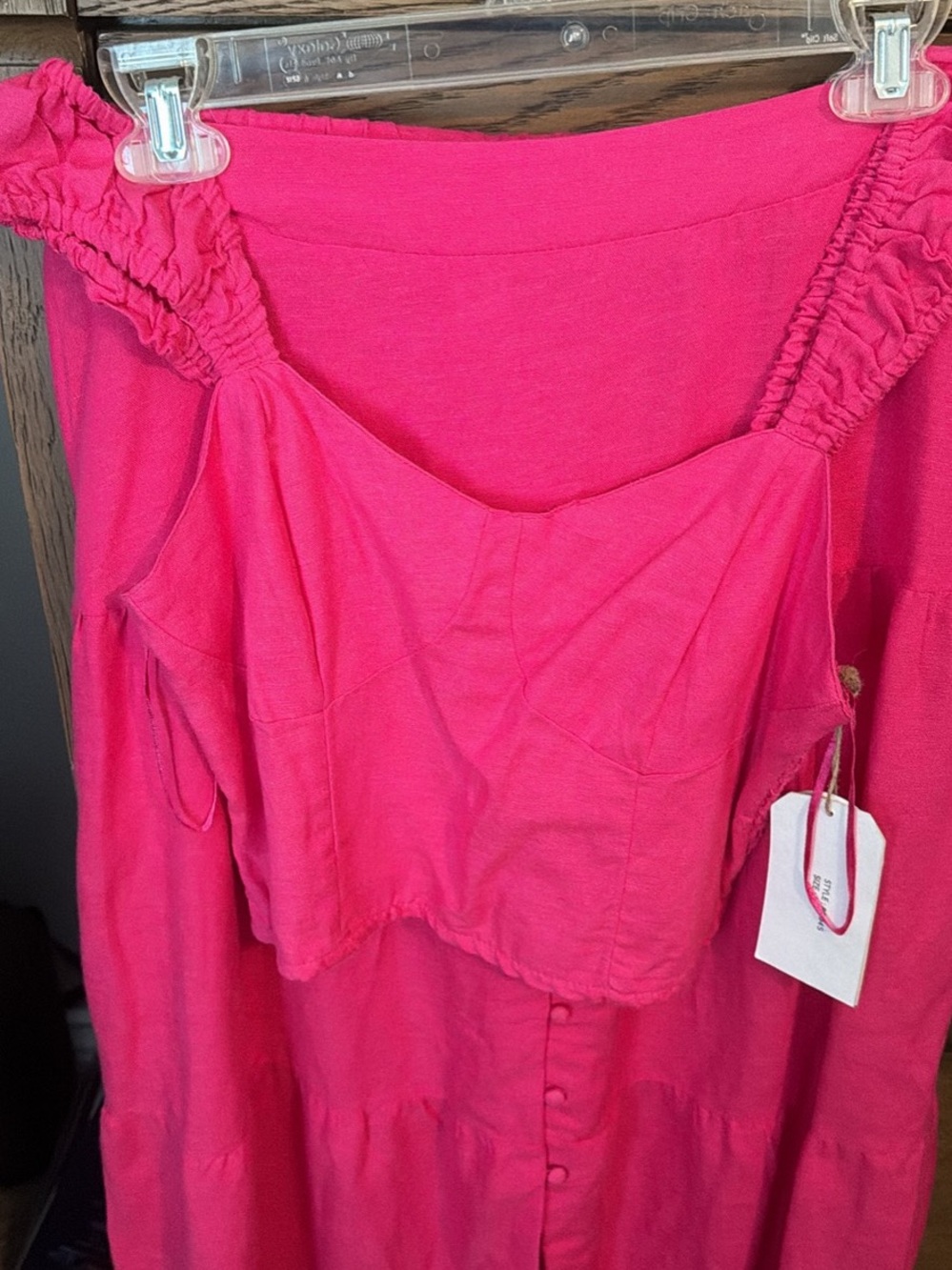 Bright Pink Women's Ruffled Strap Top